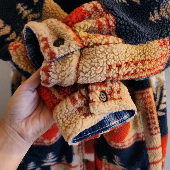 Anthropologie Pilcro Geometric Sherpa Fleece Longline Coat Jacket XS - Picture 7 of 16